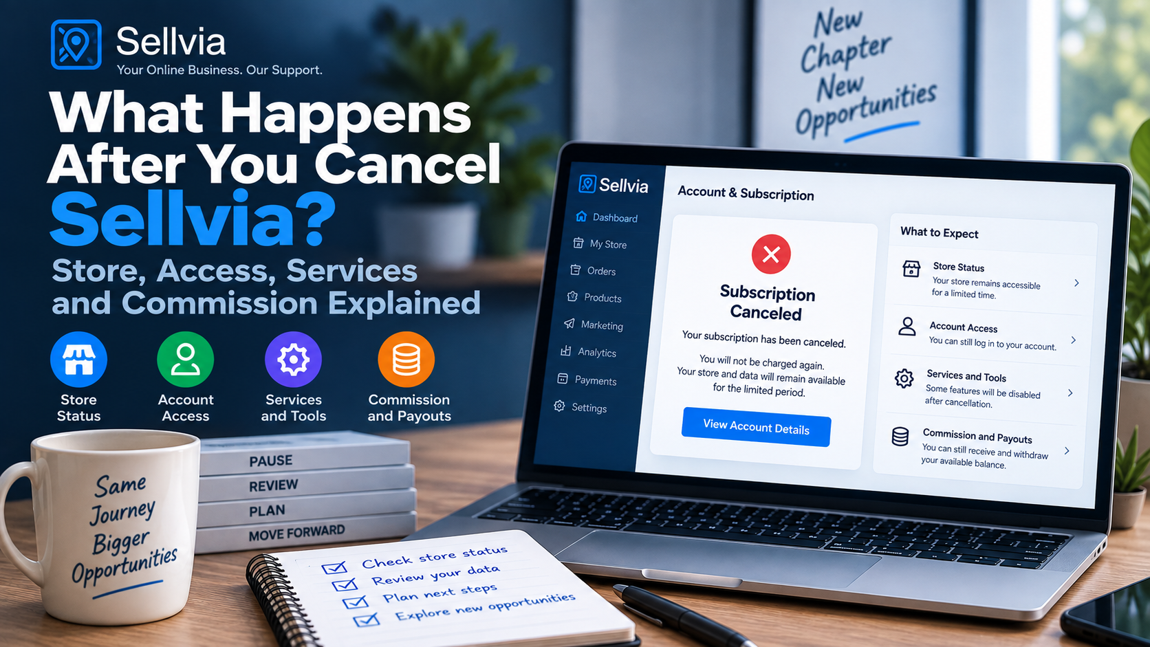 What Happens After You Cancel Sellvia? Store, Access, Services and Commission